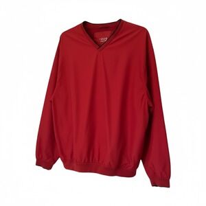 Izod Pullover Jacket Mens XXL Red Windbreaker V Neck Golf Preppy